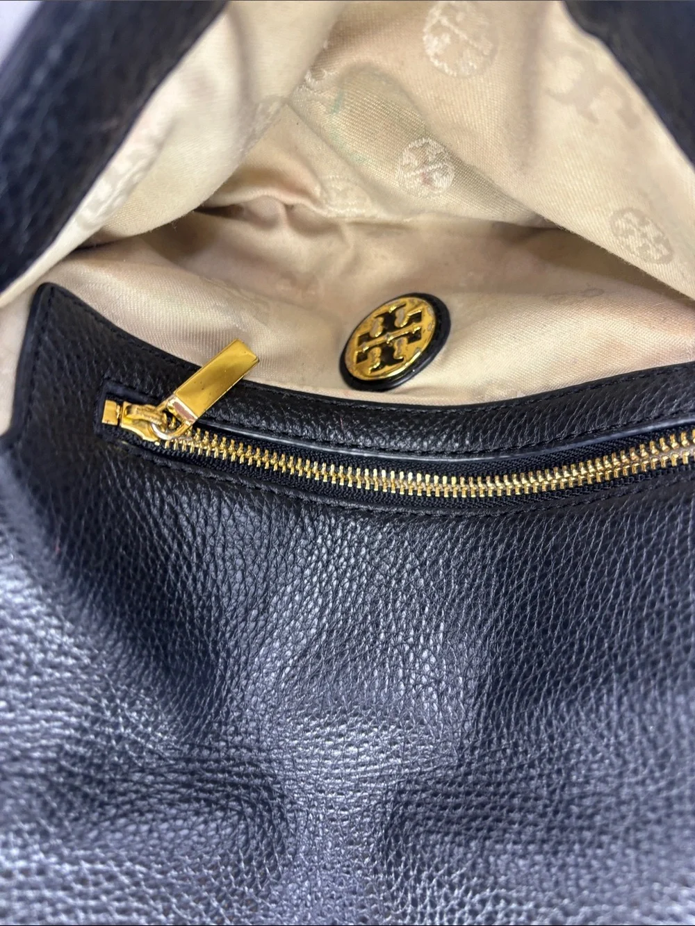 Tory Burch Black Leather Crossbody with Gold Hardware